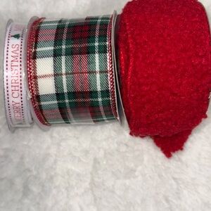 Lot of 3 Wired Christmas Ribbons, New